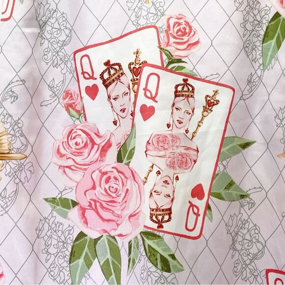 Bella Descanso Queen of Hearts Slip Dress Size Medium Pink Satin Chemise Nightie - Picture 7 of 11